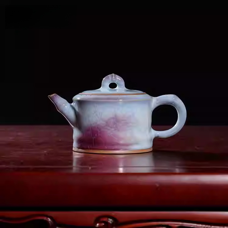 五大名窑之钧窑藏品级钧瓷天青茶壶工艺美术大师作品