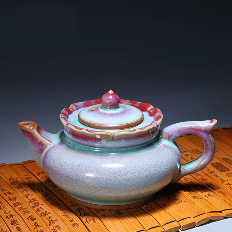 传统手工家用办公室钧窑钧瓷茶具釉窑变色套装僧帽壶